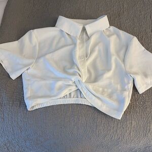 SHEIN White Twisted Front Crop Top